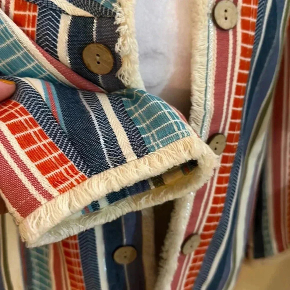 Coldwater Creek multi color stripes open Cardigan W’s size 12/P - Picture 5 of 13
